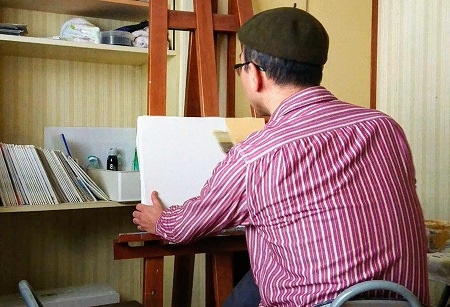 キャンバスに下塗りの動画