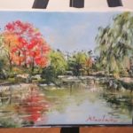 個展会場で油絵描いてます