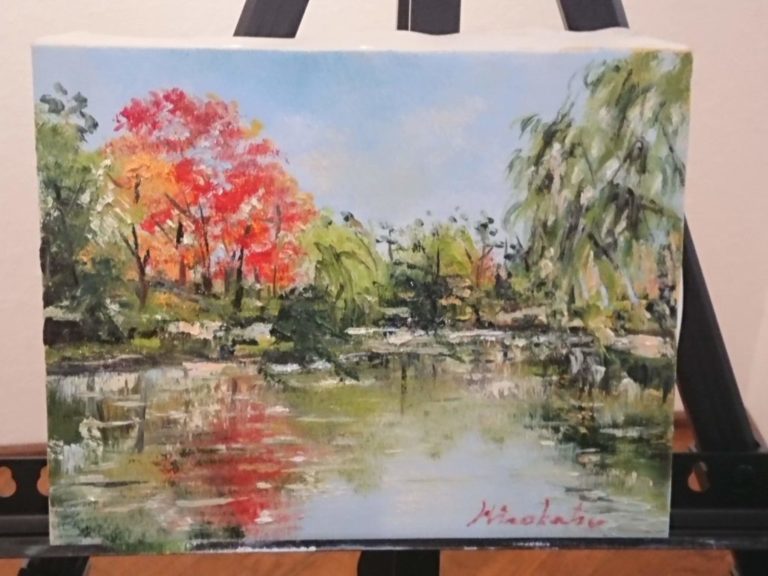 個展会場で油絵描いてます